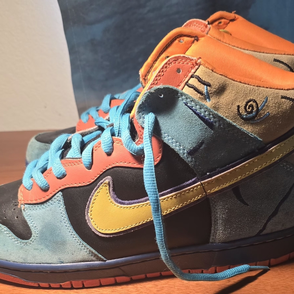 SB Dunk High “Skate or Die” Size  (10) Multicolor Teal Orange Yellow - Picture 5 of 9